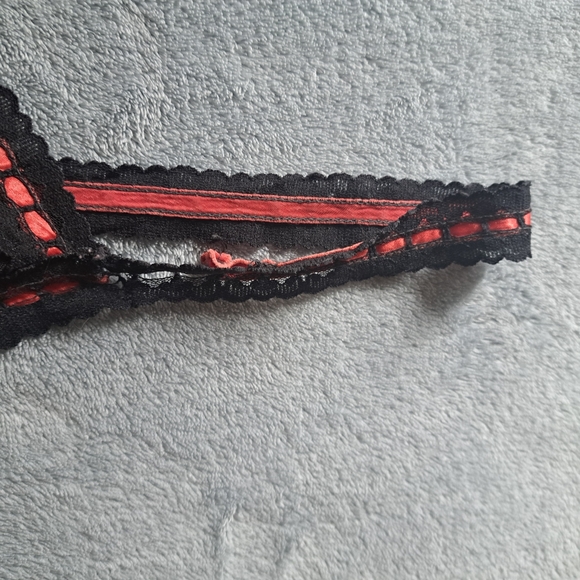 Vtg. 1960's Dupont Nylon Black and Red Rosette Teddy Sm - Picture 13 of 14